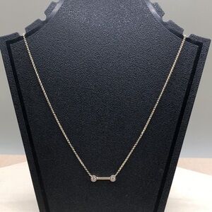 Gold over sterling silver 925 circular sides bar necklace, makers mark.